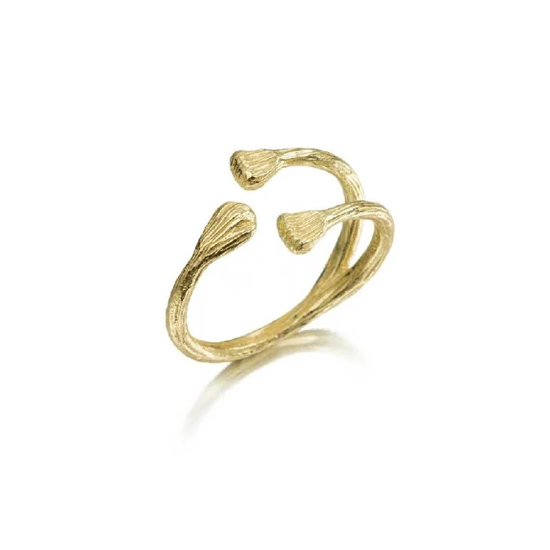 Minimalist Fashion Rings in Stainless Steel with a Single Solitaire Crystal18K Yellow Gold Vermeil Open Ring