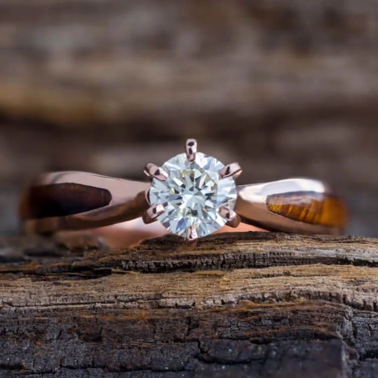 Men's Lapis Lazuli Engagement Rings in Sterling Silver with a Star - Shaped Stone SettingDiamond Solitaire Engagement Ring In Rose Gold With Ironwood