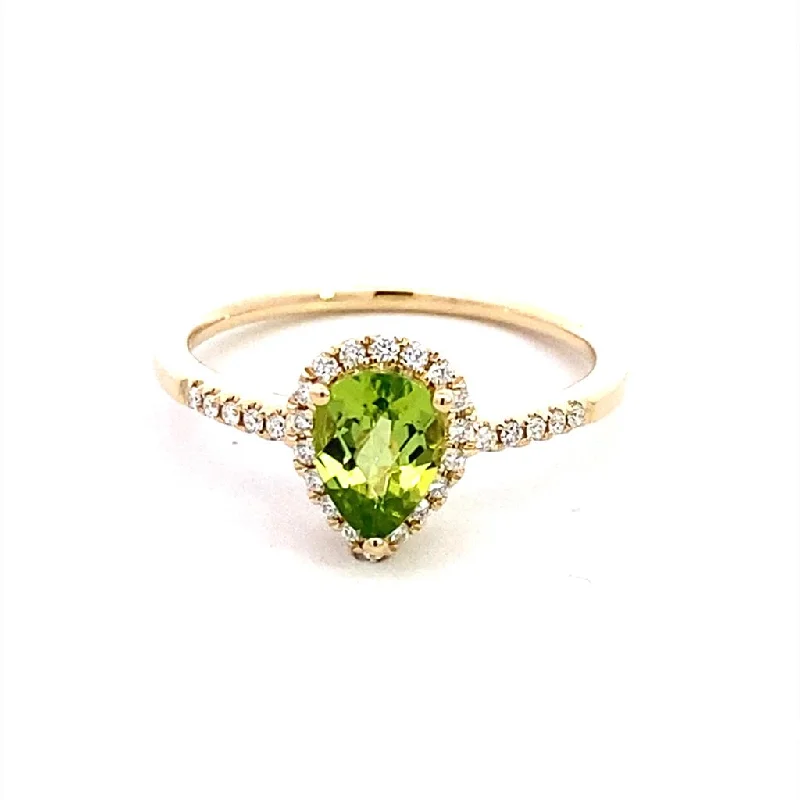 Knuckle - Duster Fashion Rings in Black - Plated Metal with Spike Details14K Yellow Gold Peridot And Diamond Halo Ring