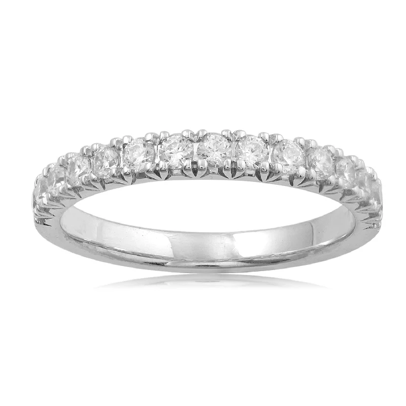 Women's Diamond Rings with Side - Stone Pave Setting for a Sparkling and Continuous Shine18K WG Band Diamond Ring-1pc