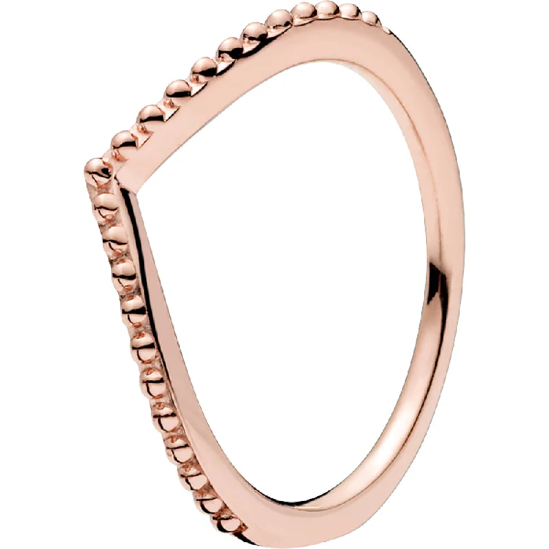 Bangle - Style Fashion Rings in Rose - Gold - Plated Aluminum with Etched PatternsPandora Rose Beaded Wish Ring