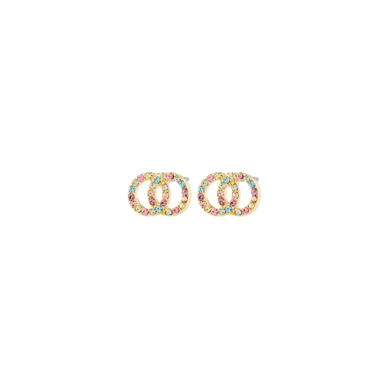 Rose Gold - Tone Geometric - Patterned Stud Earrings for a Modern and Trendy LookJOLINA recycled earrings gold-plated/multi-colour