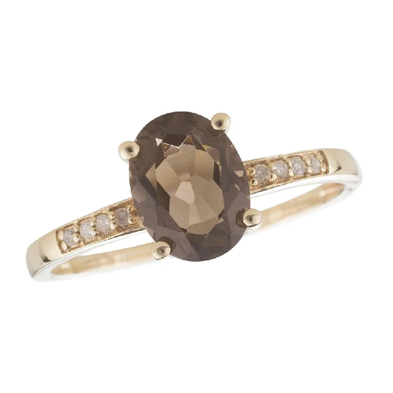 Textured Fashion Rings in Pewter with Hammered and Embossed SurfacesJune Birthstone Rings: 14K Yellow Gold Diamond And Smoky Quartz Ring