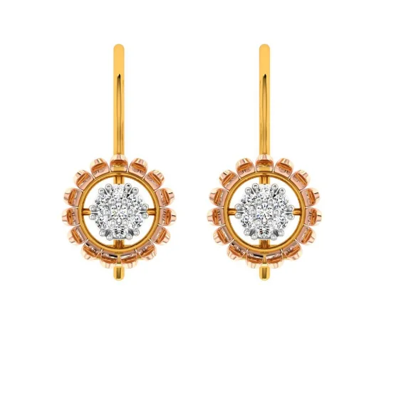 Pear - Shaped Women's Diamond Rings in Yellow Gold with a Single - Diamond Pendant Look14KT (585) Yellow Gold Earring For Women