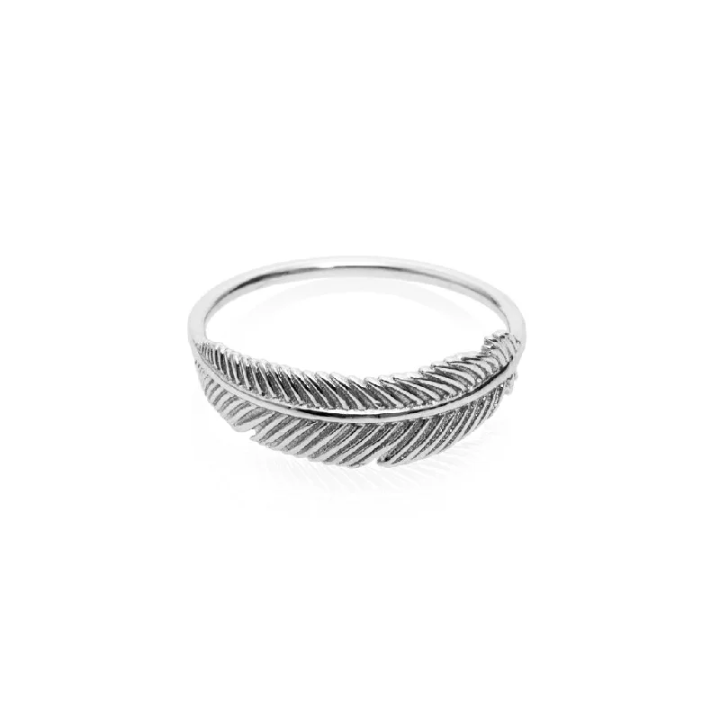 Open - Band Fashion Rings in Sterling Silver with Gemstone InlaysBoh Runga Mirimiro Feather Ring