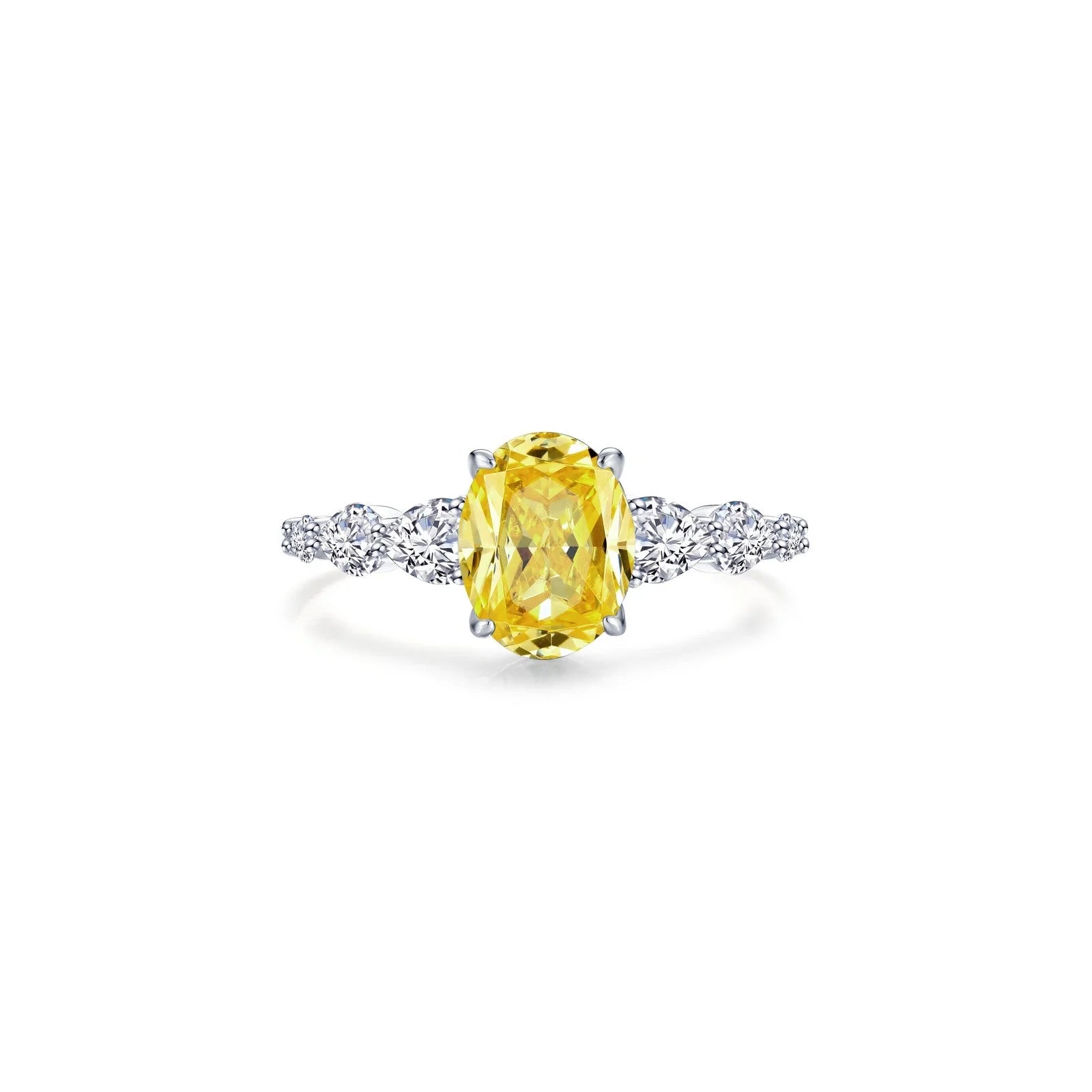 Rhinestone - Embellished Fashion Rings in Silver - Tone Metal for a Glamorous TouchLafonn Simulated Diamond & Canary Oval Solitaire Ring R0540CAP05