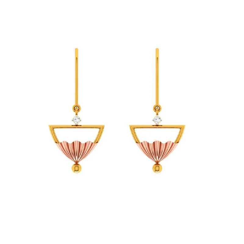 Three - Stone Women's Diamond Rings Symbolizing Past, Present, and Future with Emerald - Cut Diamonds14KT (585) Yellow Gold Earring For Woman