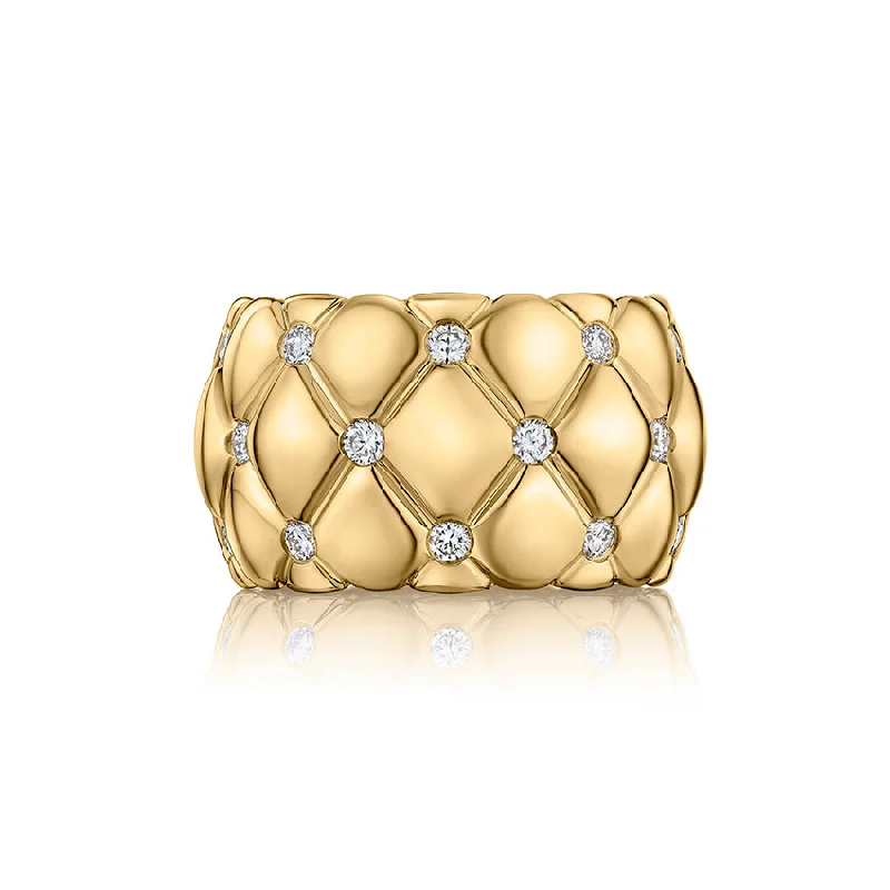 LED - Lit Fashion Rings in Plastic with Color - Changing Effects for a Futuristic LookA. Jaffe 14K Yellow Gold 0.35cttw Diamond Quilted Wide Fashion Ring