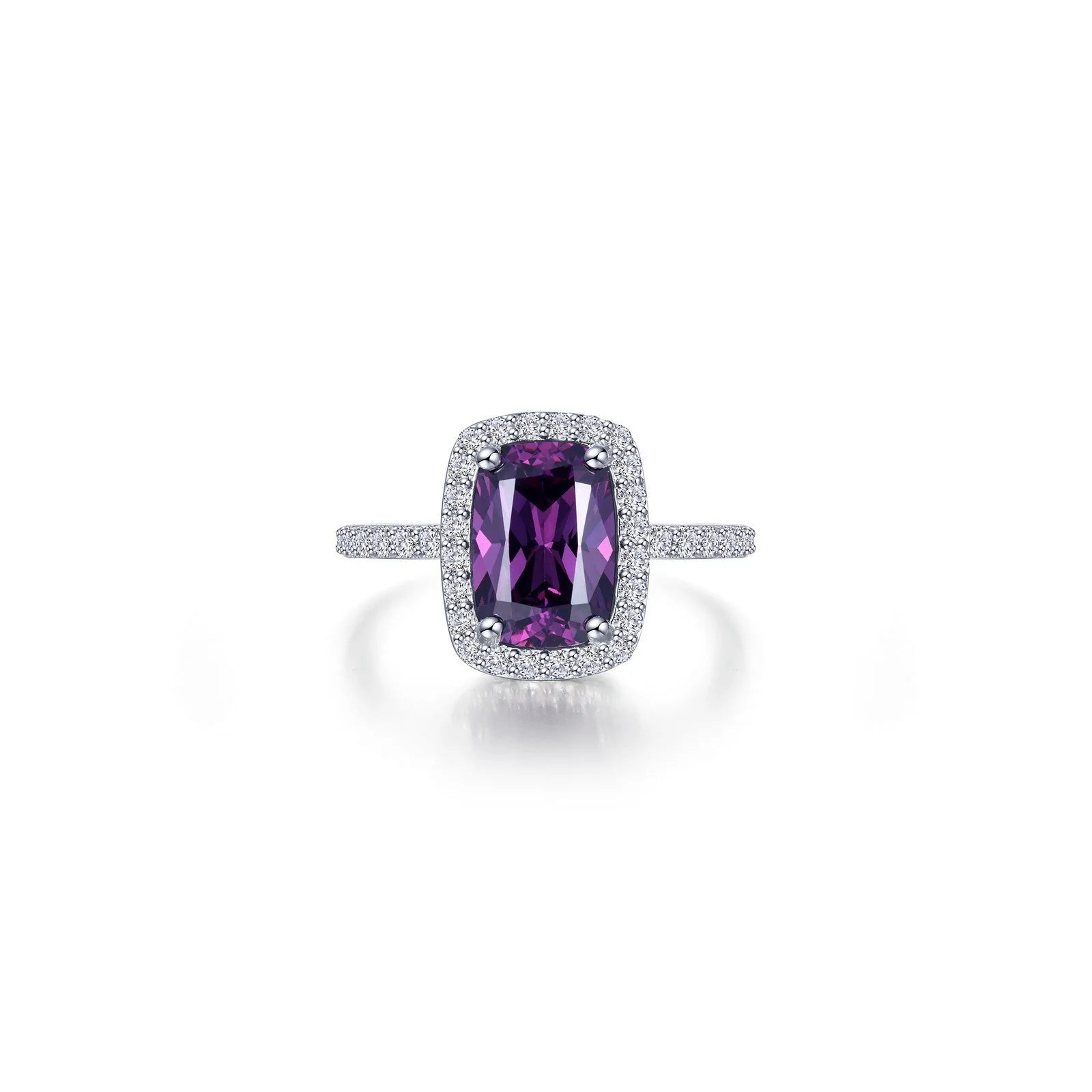 Fashion Rings with Initial Charms in Silver - Plated Metal for a Custom AccessoryLafonn Simulated Diamond & Amethyst Halo Cushion-Cut Ring R0545AMP06