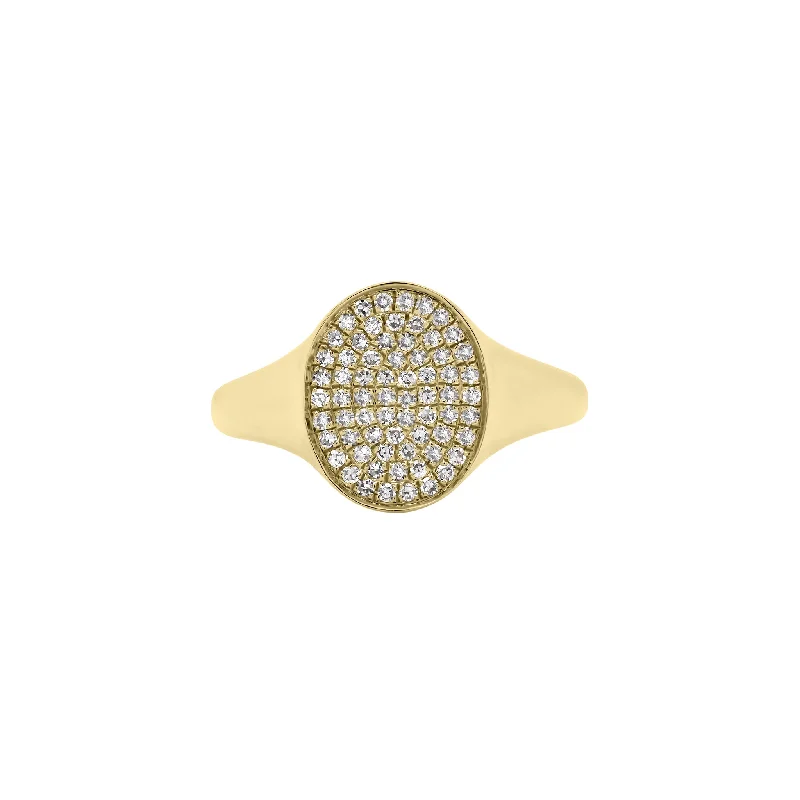 Vintage - Reproduction Fashion Rings in Bronze with Cameo - Style MedallionsPave Diamond Signet Pinky Ring