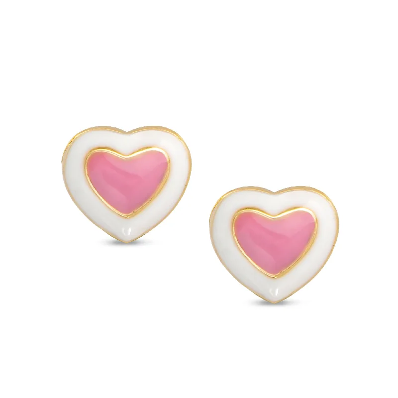 Two - Tone Gold and Silver Plated Clover Stud Earrings for a Lucky and Stylish SymbolHeart Stud Earrings