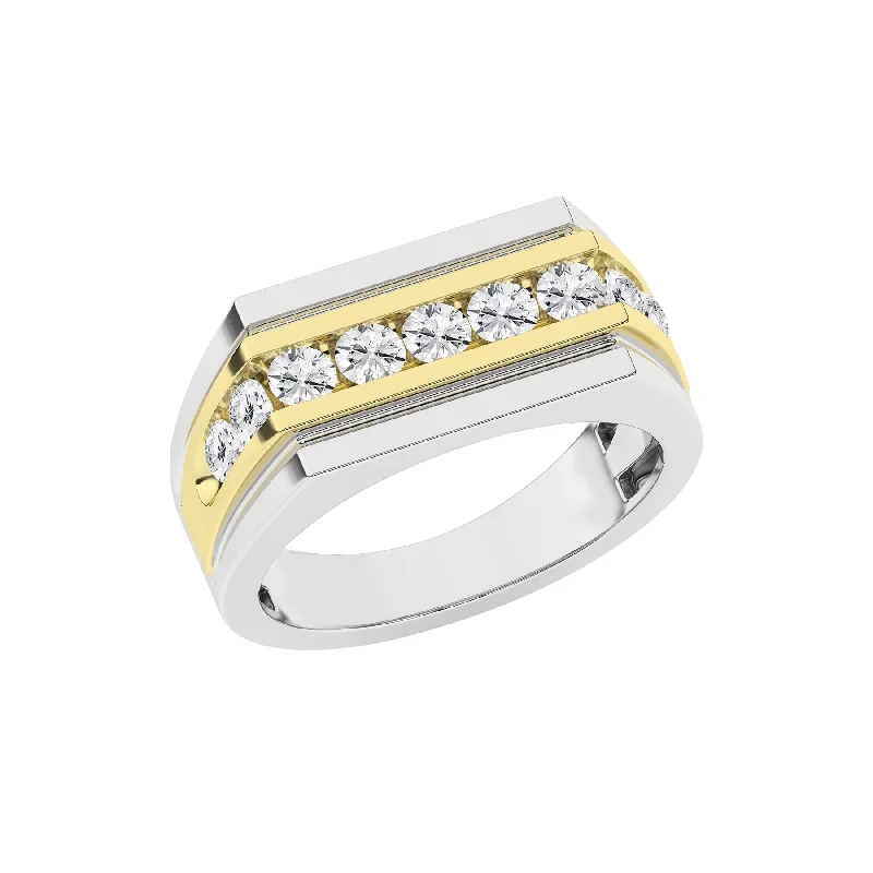 Fashion Rings with Initial Charms in Silver - Plated Metal for a Custom Accessory1 Carat Round Lab Grown Diamond 14K Gold Channel Set Band