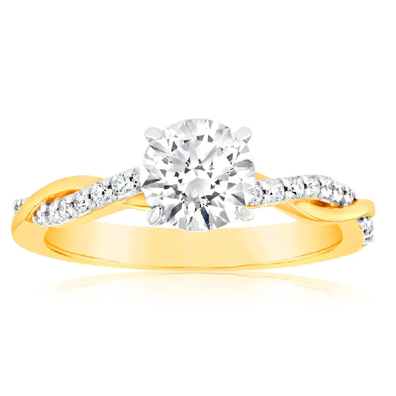 Women's Diamond Rings with Side - Stone Pave Setting for a Sparkling and Continuous ShineLuminesce Lab Grown 18ct Yellow Gold 1.10 Carats Diamond Engagement Ring