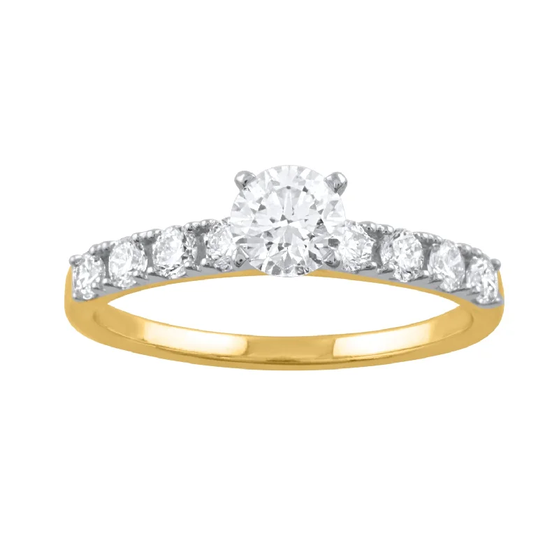 Marquise - Cut Women's Diamond Rings in Palladium for a Unique and Elongated Shape18K YG Solitaire with Side Diamond Ring-1pc