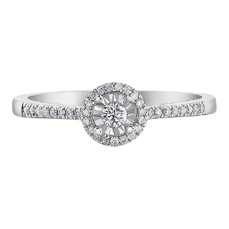 Cluster - Style Women's Diamond Rings with Multiple Small Diamonds Arranged in a Stunning PatternRound Diamond Ring with Halo Detailing