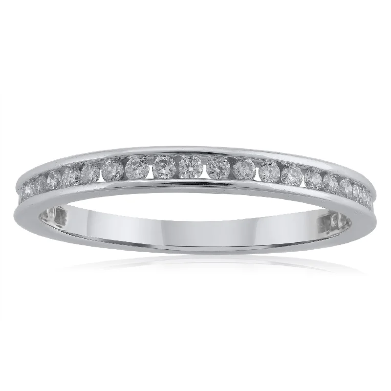 Halo - Style Women's Diamond Rings with a Center Diamond Surrounded by Smaller Diamonds in 18K Gold18K WG Band Diamond Ring-1pc