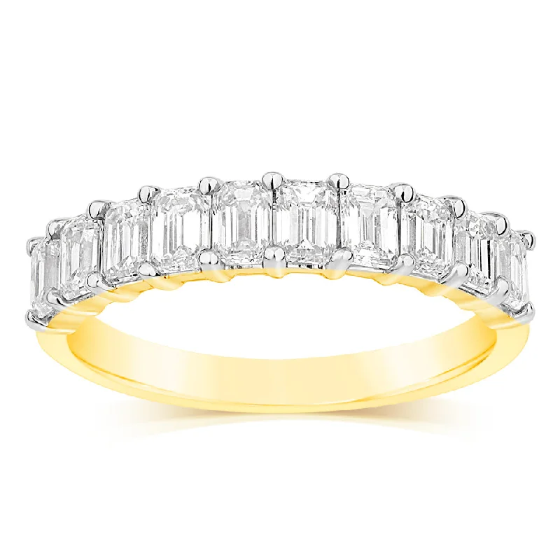 Cluster - Style Women's Diamond Rings with Multiple Small Diamonds Arranged in a Stunning PatternLuminesce Lab Grown 10ct Yellow Gold Eternity Emerald Cut Shaped Ring in 1 Carat Diamond