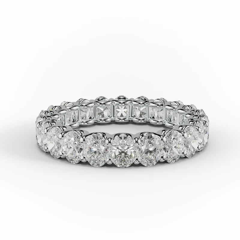 Adjustable Women's Diamond Rings with a Flexible Band for a Comfortable and Custom Fit3.0 Carat Oval Cut Diamond Eternity Band Shared Prong