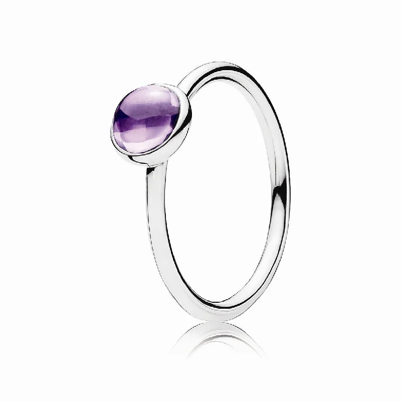 Fashion Rings with Initial Charms in Silver - Plated Metal for a Custom AccessoryPurple Poetic Droplet Silver Feature Ring W Purple Cz