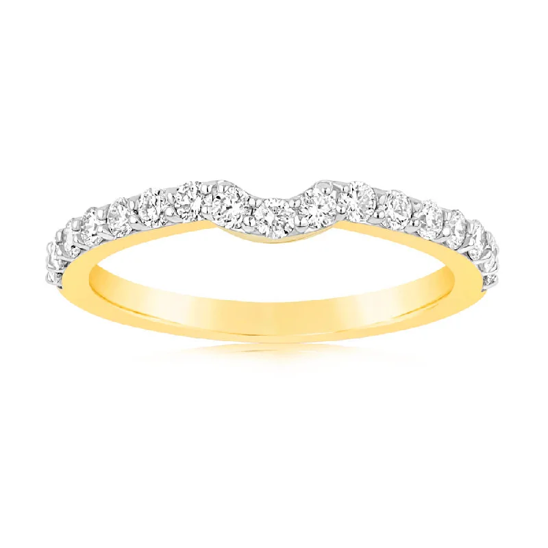 Art Deco - Inspired Women's Diamond Rings with Geometric Designs and Baguette - Cut DiamondsLuminesce Lab Grown 40pt Diamond Eternity Curve in 18ct Yellow Gold