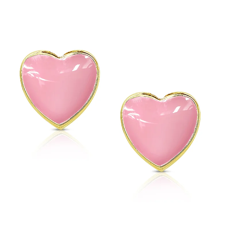 14K Gold Plated Heart - Shaped Stud Earrings for a Romantic and Feminine LookHeart Stud Earrings