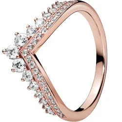 Rhinestone - Embellished Fashion Rings in Silver - Tone Metal for a Glamorous TouchPandora Rose Princess Wishbone Ring