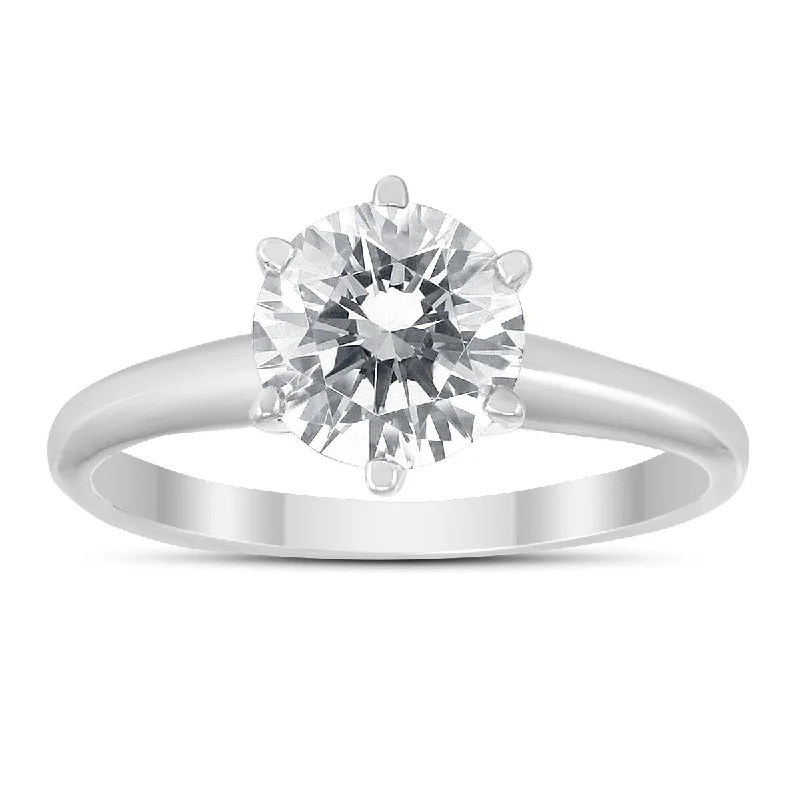 Vintage - Style Women's Diamond Rings with Floral - Engraved Bands and Multiple Diamond AccentsIGI Certified Lab Grown 1 1/10 Carat Diamond Solitaire Ring in 14K White Gold (J Color, SI1 Clarity)