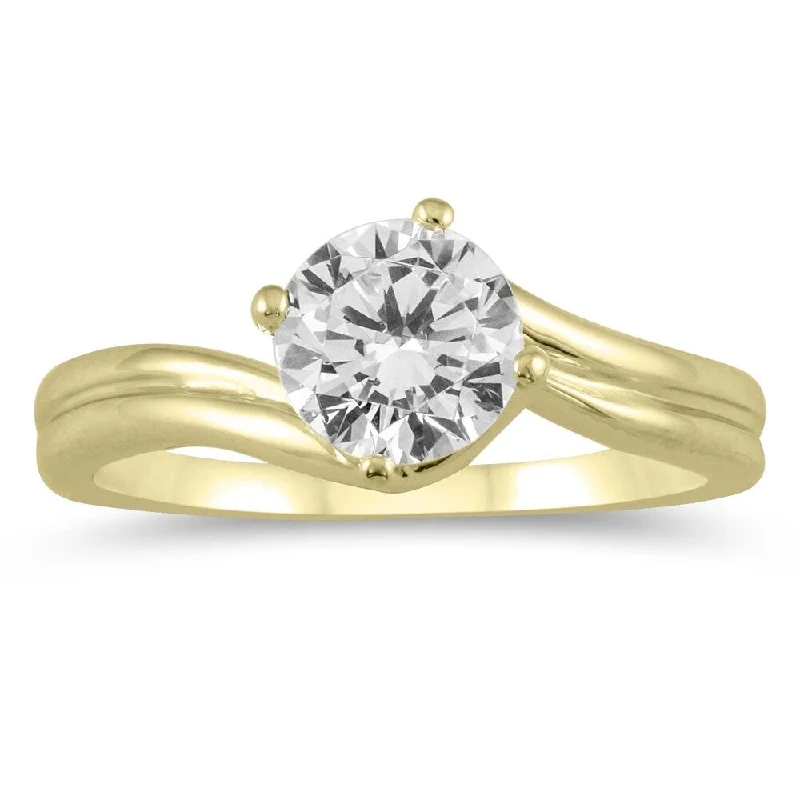 Cushion - Cut Women's Diamond Rings in Platinum with a Soft and Romantic AppearanceAGS Certified 1 Carat Diamond Solitaire Ring in 14K Yellow Gold (I-J Color, I2-I3 Clarity)