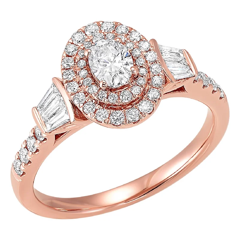 Men's Sapphire Engagement Rings in 18K White Gold with Pave Diamond Accents14K Rose Gold Oval Diamond Engagement Ring 3/4 CTW