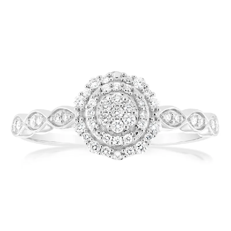 Tennis - Style Women's Diamond Rings with a Continuous Row of Diamonds for a Classic and Versatile LookLuminesce Lab Grown Diamond Silver 1/4 Carat Dress Ring