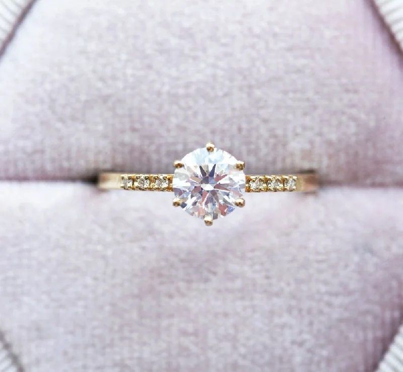 Vintage - Style Women's Diamond Rings with Floral - Engraved Bands and Multiple Diamond AccentsUma Diamond Ring