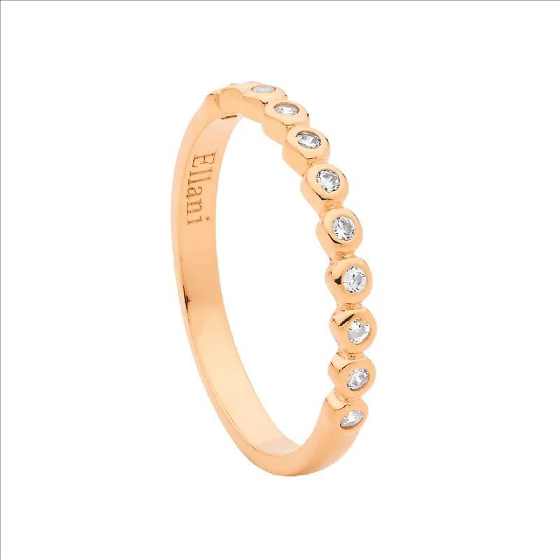 Pearl - Adorned Fashion Rings in Gold - Tone Alloy for a Sophisticated LookEllani Rose Gold Plated Ring With Bezel Set Cz