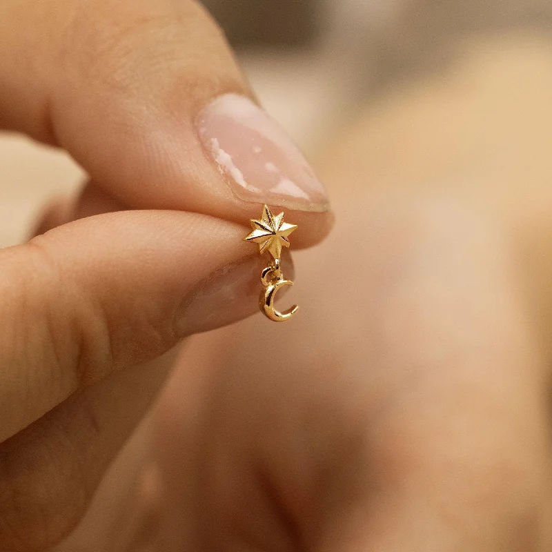 Vintage - Inspired Filigree - Worked Stud Earrings in Gold - Tone for an Antique AestheticTiny Star and Moon Threadless Flat Back Earrings, 20,18,16ga, 5-10mm Unisex, Surgical Steel SHEMISLI SS1139