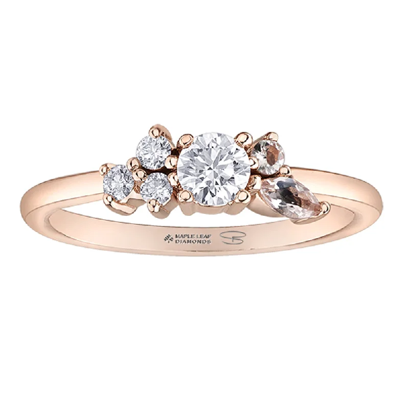 Adjustable Women's Diamond Rings with a Flexible Band for a Comfortable and Custom FitMorganite and Canadian Diamond Cluster Petal Ring