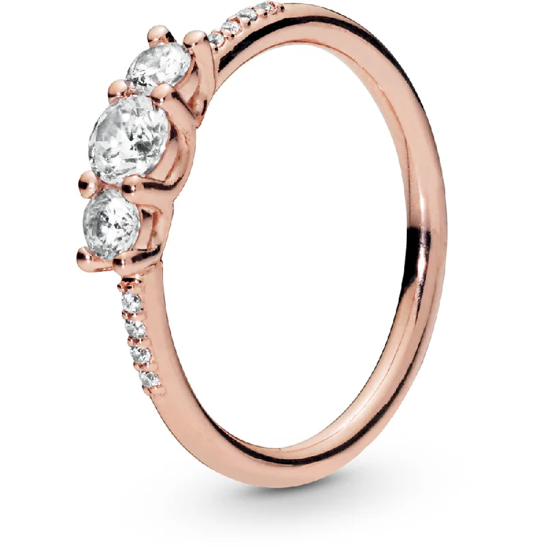 Stackable Fashion Rings in Rose - Gold Tone with Delicate Floral EngravingsPandora Rose Sparkling Elegance Ring