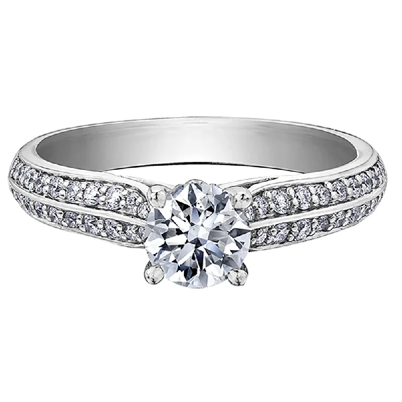 Pear - Shaped Women's Diamond Rings in Yellow Gold with a Single - Diamond Pendant LookCanadian Diamond Engagement Ring with Pavé Accents