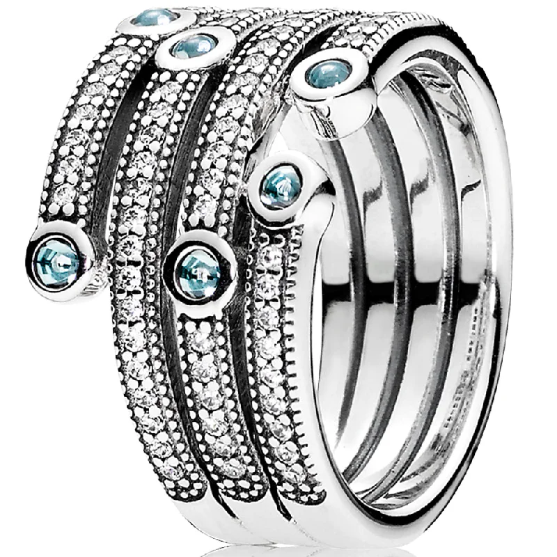 Rhinestone - Embellished Fashion Rings in Silver - Tone Metal for a Glamorous TouchShimmering Ocean Stg Ring Frosty Mint Cz