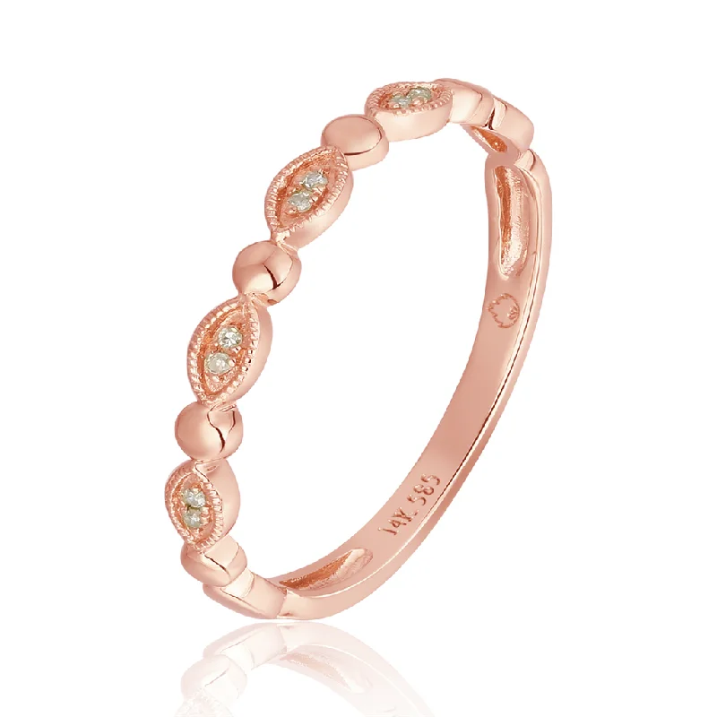 Geometric - Shaped Fashion Rings in Titanium with Iridescent Inlays14K Rose Gold Dainty Classic Diamond Stackable Ring