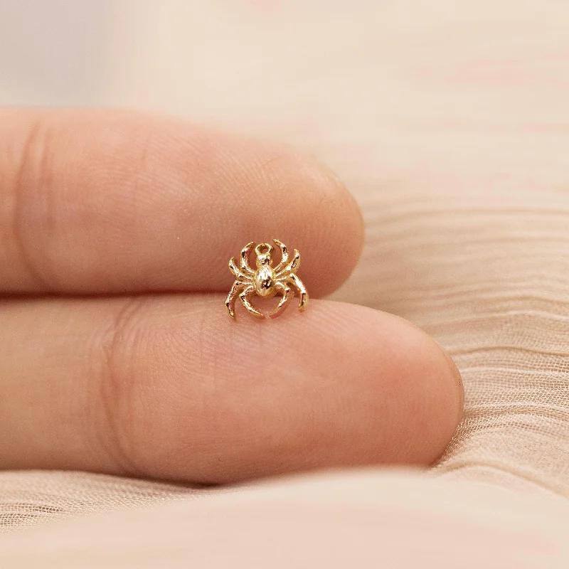 Rose Gold - Tone Geometric - Patterned Stud Earrings for a Modern and Trendy LookTiny Spider Threadless Flat Back Earrings, 20,18,16ga, 5-10mm Unisex, Surgical Steel SHEMISLI SS1120