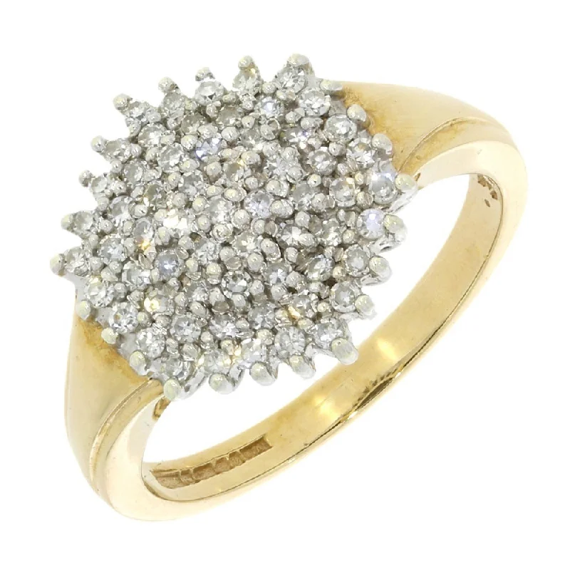 Women's Diamond Rings with Side - Stone Pave Setting for a Sparkling and Continuous ShinePre Owned 9ct Yellow Gold 0.35cts Diamond Cluster Ring