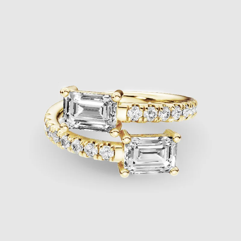 Statement - Making Fashion Rings in Gold - Plated Brass with Oversized Cubic Zirconia StonesThe Interstate Ring-Emerald Cut