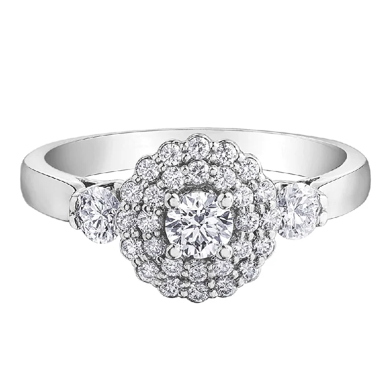 Signature - Design Women's Diamond Rings with a Brand - Specific Pattern and High - Quality DiamondsCanadian Diamond Floral Halo Engagement Ring