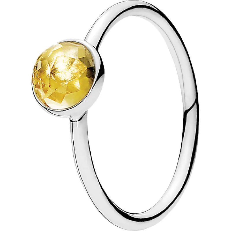 Enamel - Coated Fashion Rings in Bright Colors with Animal - Print PatternsNovember Droplet Silver Feature Ring W Citrine