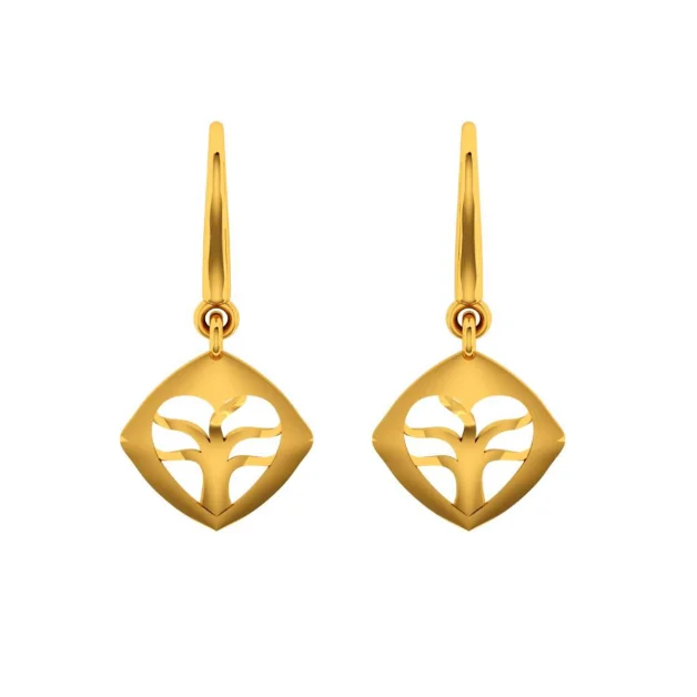 Art Deco - Inspired Women's Diamond Rings with Geometric Designs and Baguette - Cut Diamonds14KT (585) Yellow Gold Earring For Women