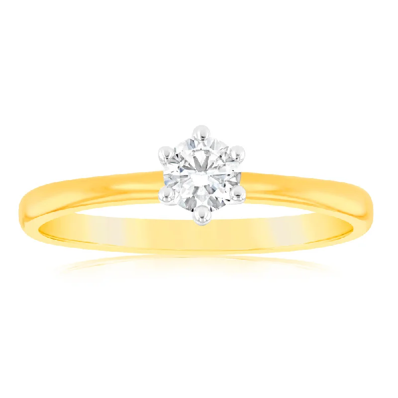 Cushion - Cut Women's Diamond Rings in Platinum with a Soft and Romantic AppearanceLuminesce Lab Grown 9ct Yellow Gold 1/4 Carat Brilliant Cut Solitaire Diamond Ring