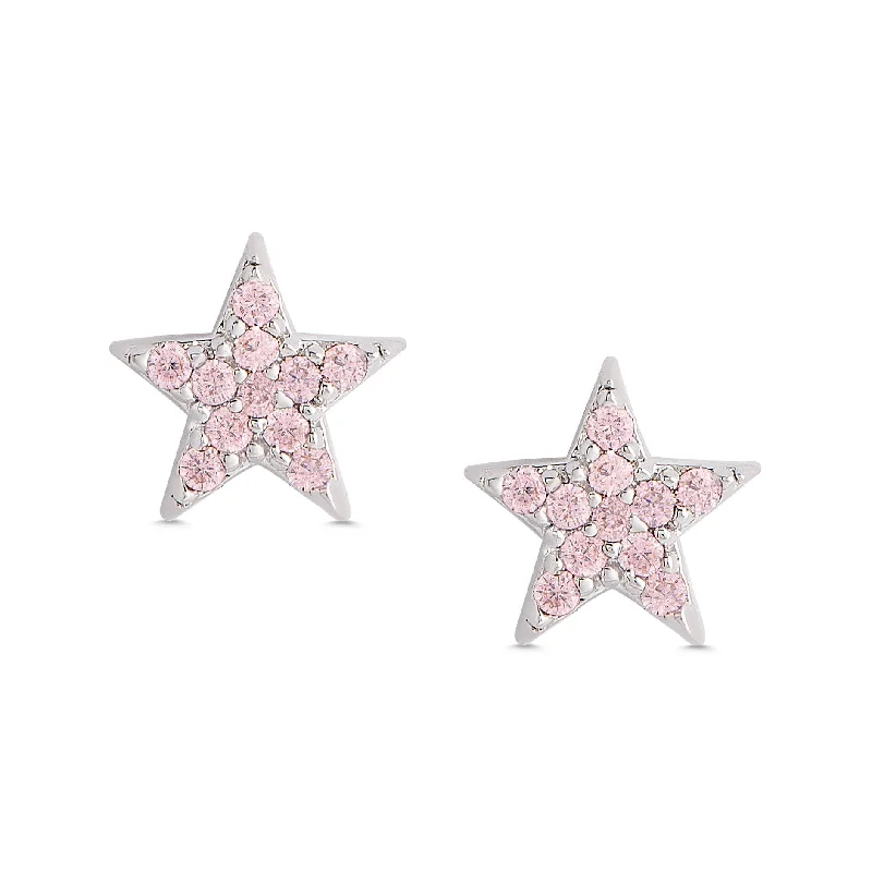 14K Gold Plated Heart - Shaped Stud Earrings for a Romantic and Feminine LookPink CZ Star Stud Earrings in Sterling Silver