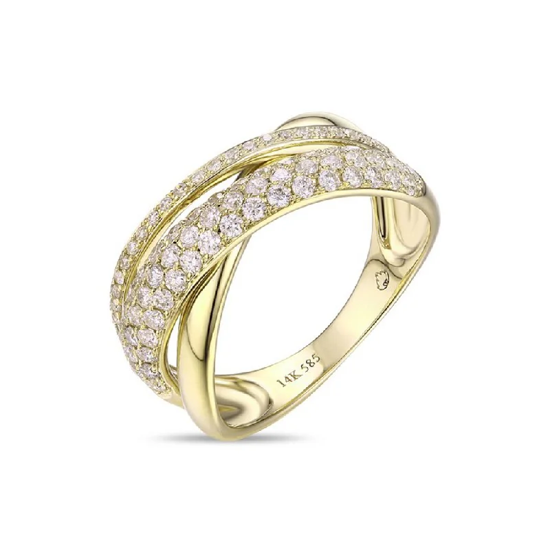 Open - Band Fashion Rings in Sterling Silver with Gemstone Inlays14K Yellow Gold Twisted Natural Diamonds Ring