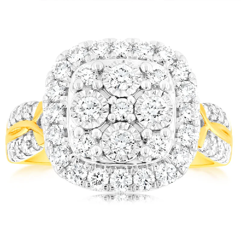 Women's Diamond Rings with Side - Stone Pave Setting for a Sparkling and Continuous ShineLuminesce Lab Grown 9ct Yellow Gold 1 Carat Diamond Ring