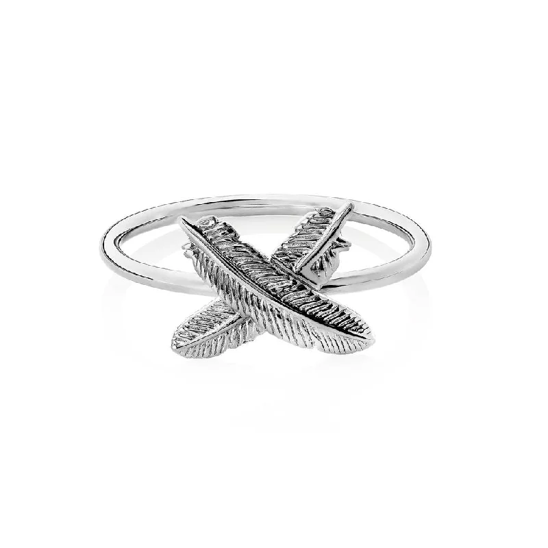 Minimalist Fashion Rings in Stainless Steel with a Single Solitaire CrystalFeather Kisses Ring