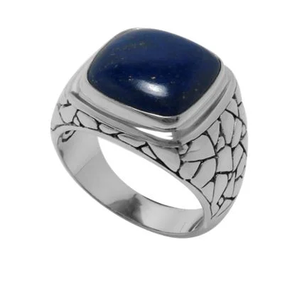 Minimalist Fashion Rings in Stainless Steel with a Single Solitaire CrystalSamuel B. Biru Lapis Sterling Silver Ring